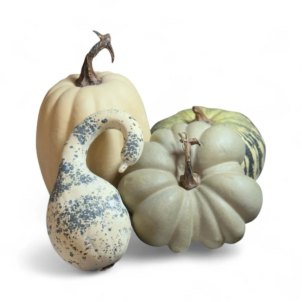 Pottery Barn Oversized White Rustic Halloween Pumpkin- 7.5”